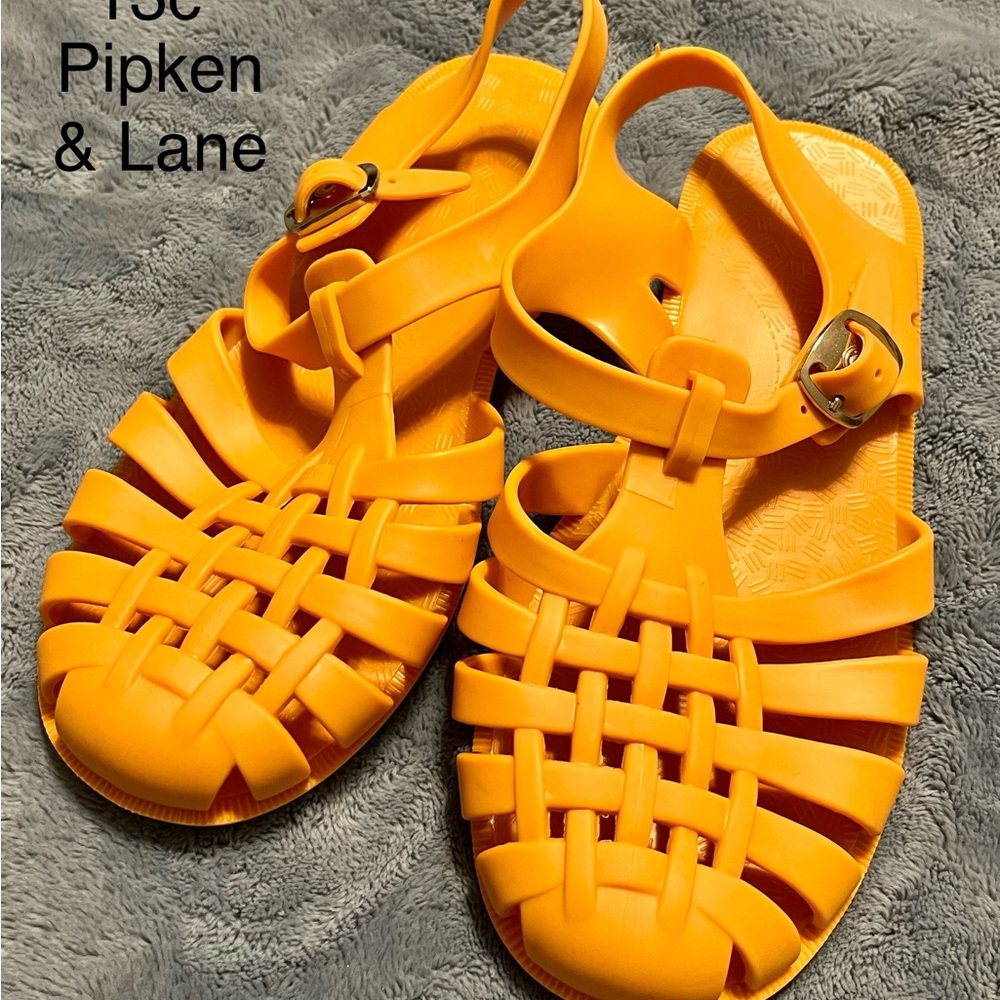 Pipken & Lane Orange Matte Jelly Sandals